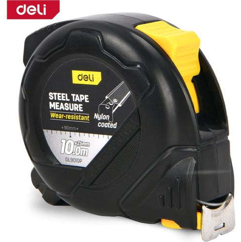 Deli 10 m x 25 mm professional nylon-coated steel tape measure with double stop locking system DL9010P