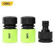 Deli 3-piece ABS plastic hose quick connector set with water stop and 1/2" to 3/4" reducer for garden watering DL8799