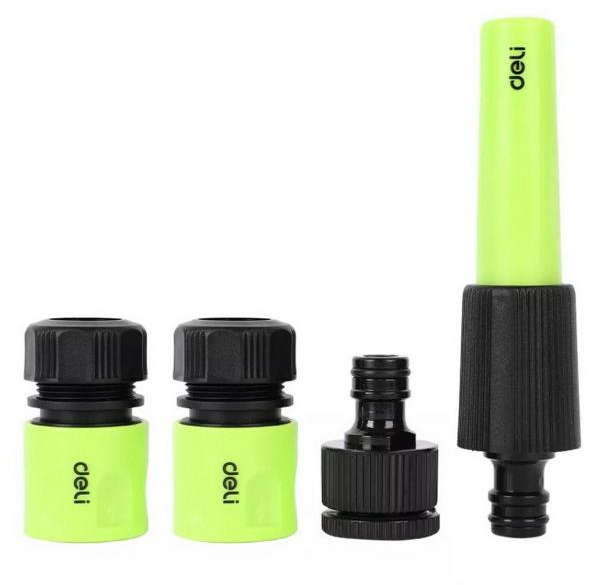 Deli 5 Piece ABS Twist Spray Nozzle Set with 1/2" and 3/4" Hose Connectors and Adjustable Spray Patterns DL8798