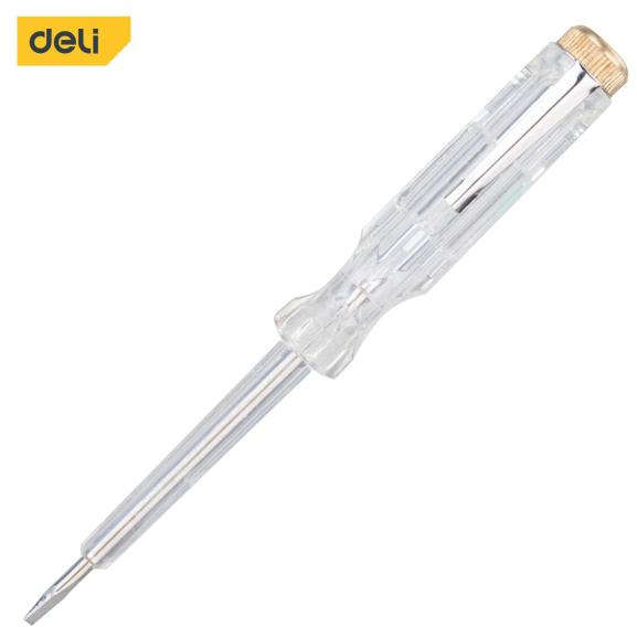 Deli Test pencil voltage tester pen 140mm AC 100-500V with slotted screwdriver tip DL8001