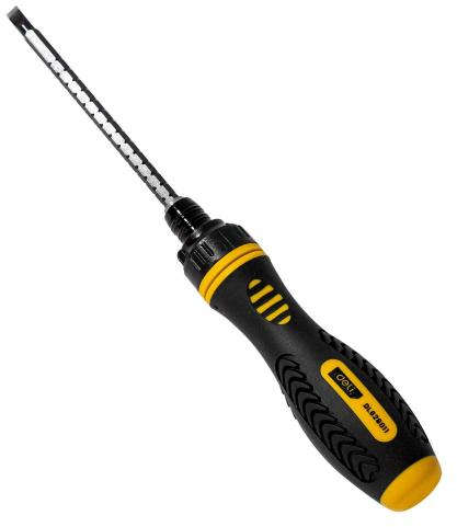 Deli 2-in-1 ratchet screwdriver with SL6/PH2 6x180mm adjustable bit and high-torque ratchet mechanism DL626011