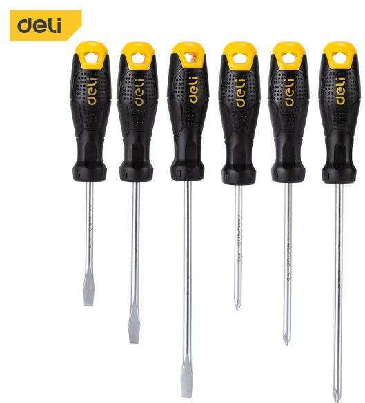 Deli 6-piece Cr-V alloy steel screwdriver set with slotted and Phillips heads DL620006