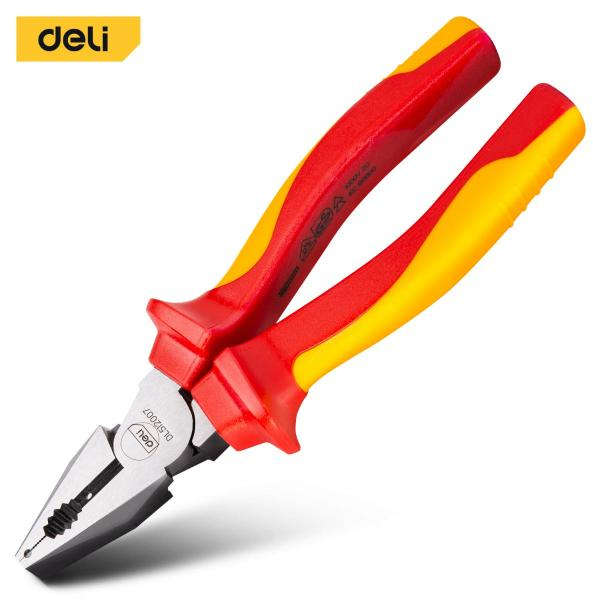 Deli 7-inch (180mm) insulated combination pliers with VDE 1000V certification DL512007