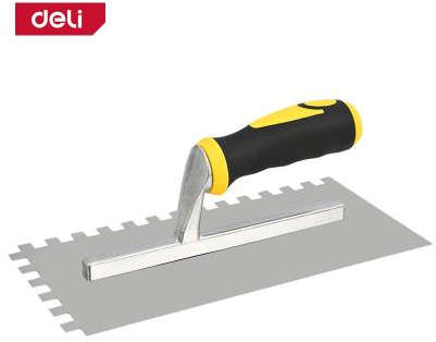 Deli Plastering trowel 280 x 130 mm with 10 x 10 mm notched stainless steel blade DL509321