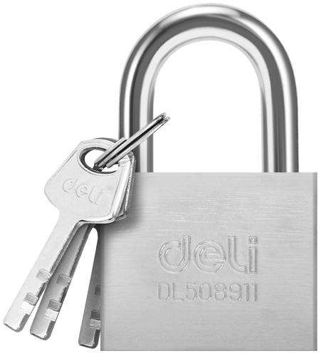 Deli Square-type iron padlock with 50mm shank diameter and 4 keys included DL508911