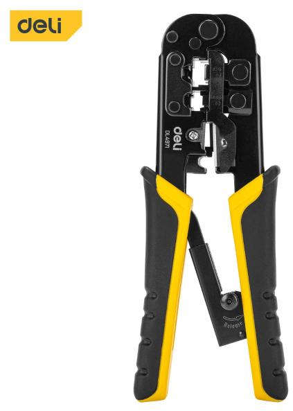 Deli 3-in-1 Ethernet cable crimping tool is designed for crimping 4, 6, and 8-pin connectors on UTP/STP cables. DL4971