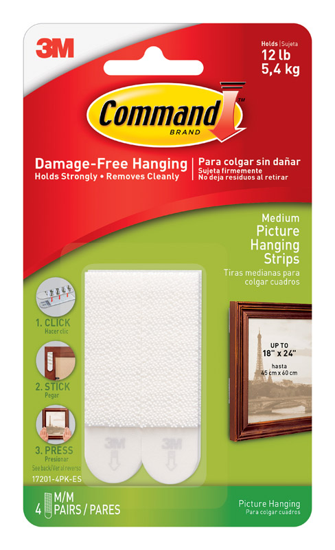3M Command Medium Picture Hanging Strips, 4 Pack 17201-4PK-ES