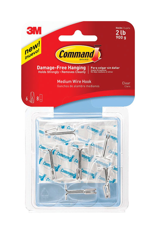 3M Command Medium Wire Toggle Hook 2-1/6 in. L Plastic 0.91 kg. per Hook 6 pk 17065CLR-6ES