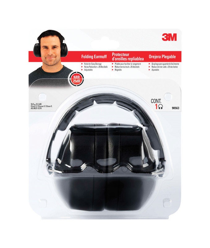 3M Folding Earmuff, NRR 25 dB, Soft Foam, Black 90563H1-DC