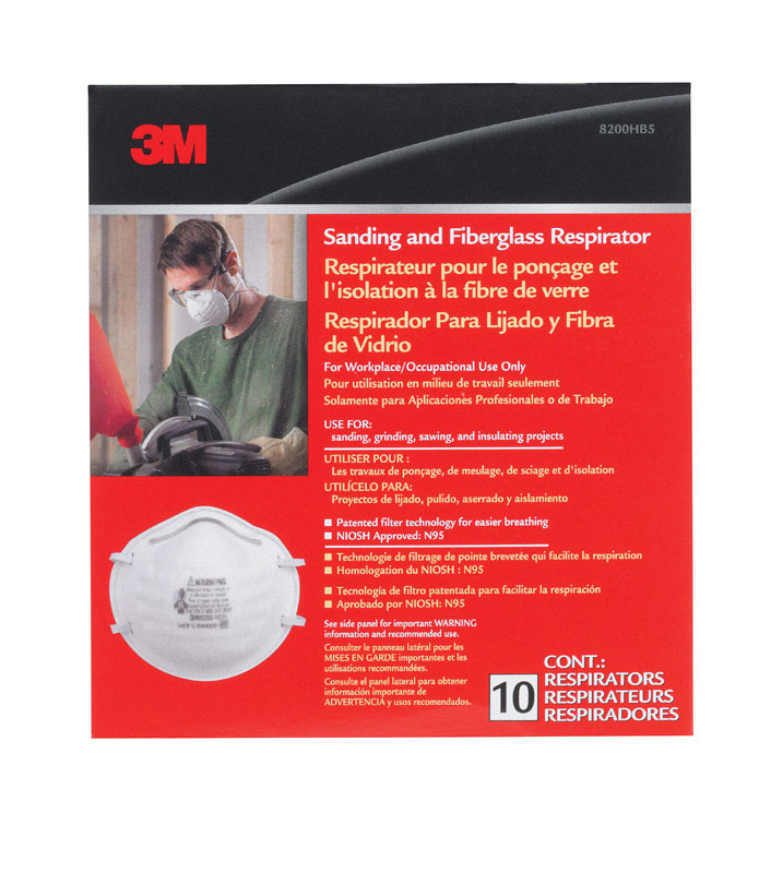 3M-ثري أم قناع تنفس للصنفرة والألياف الزجاجية (الفايبر كلاس)، عبوة من 10 قطع 8200H10-DC