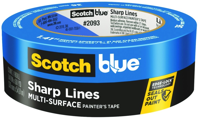 3M Scotch Blue Painters Tape, 1.41 inch x 60 Yards, Sharp Lines, Multi-Surface, Blue 2093-36NC