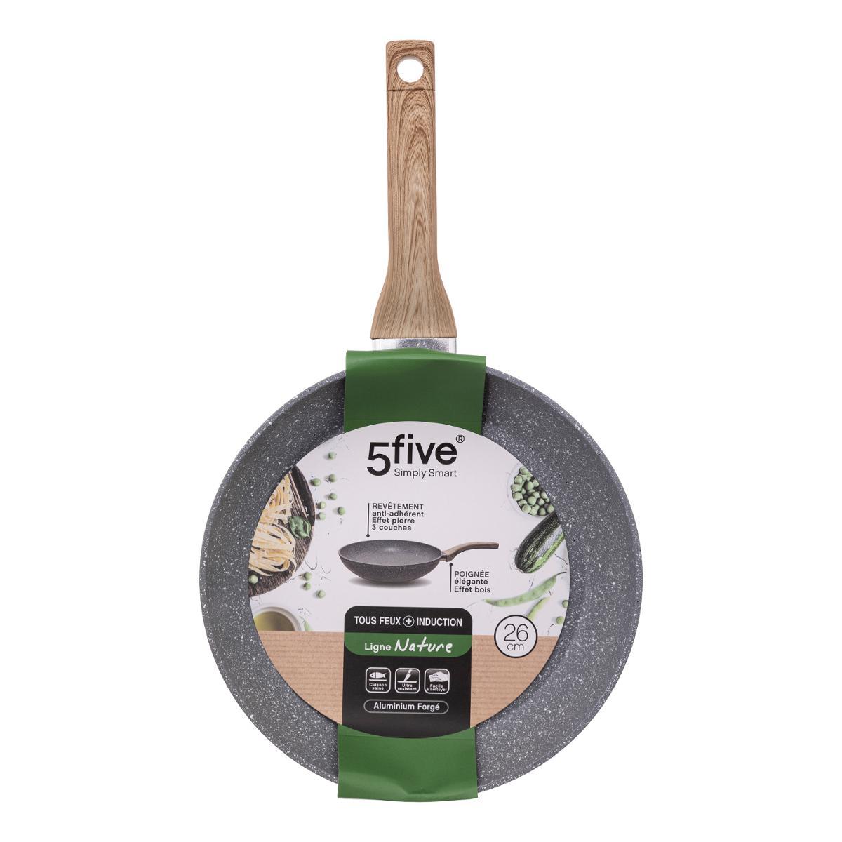 5Five Simply Smart Nature Frying Pan, Dia 26 cm, Non-Stick, Forged Aluminum, Wooden Handle 111002A