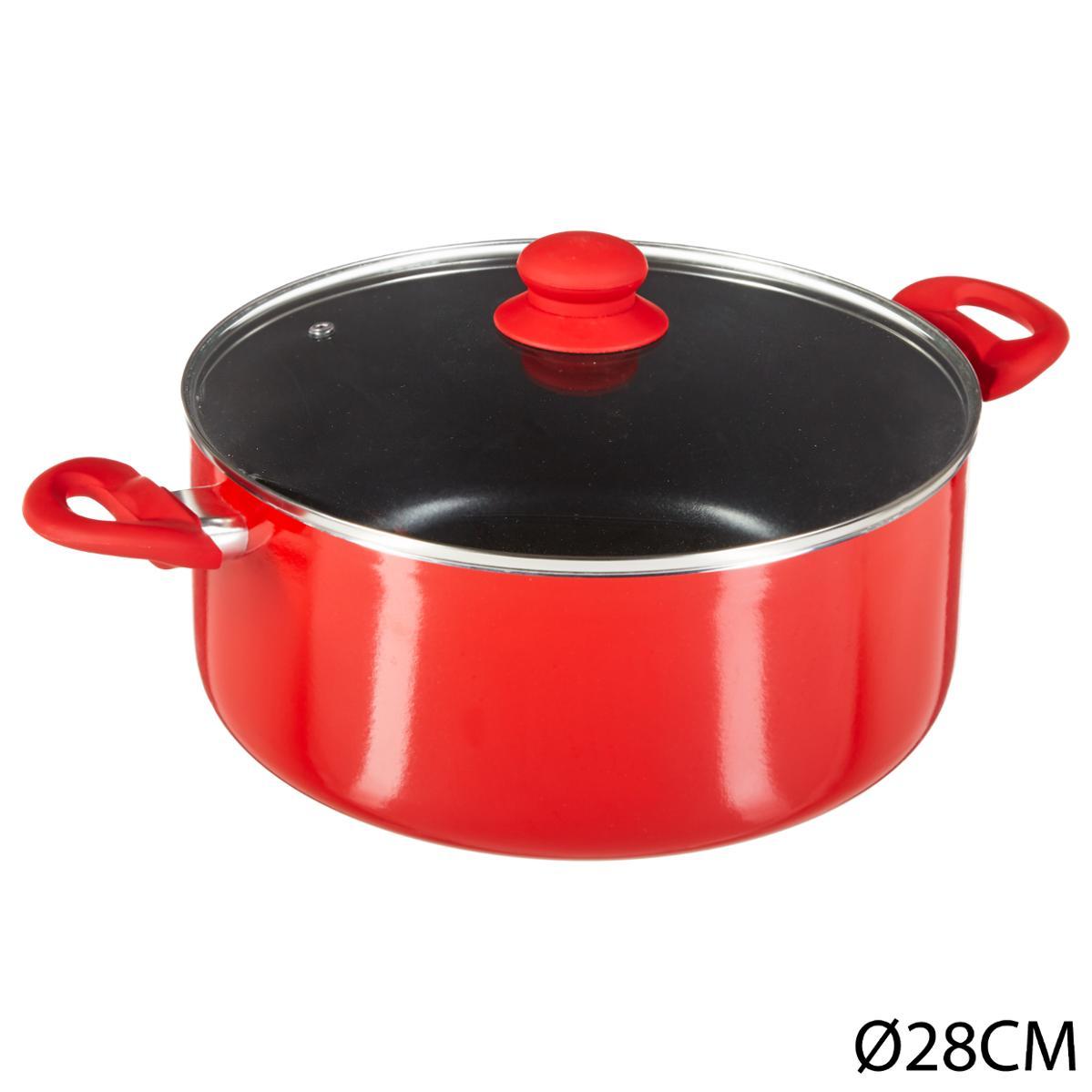 5Five Simply Smart Essentielle Induction Cooking Pot with Lid, Dia 28 cm, Aluminum, Red 128849