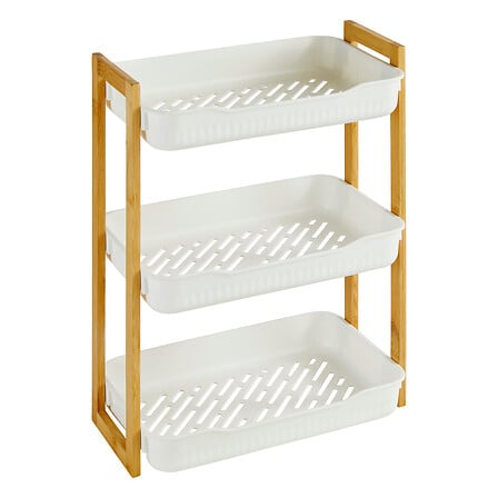 5Five Simply Smart Natureo 3-Tier Bathroom Shelf, 35 x 20.5 x 45 cm H, Bamboo/Polypropylene, White 204929