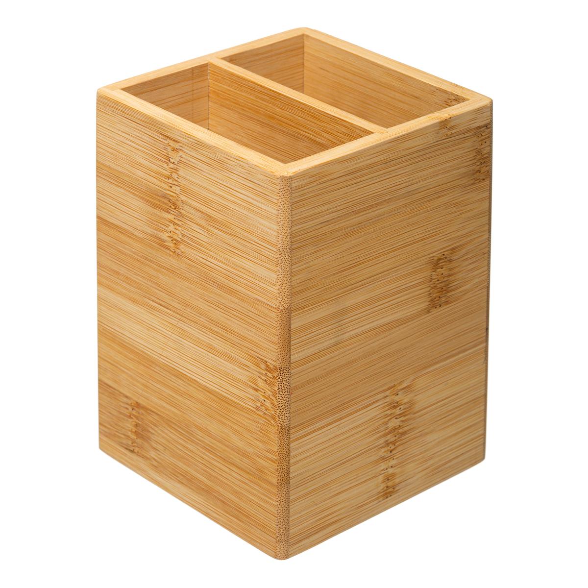 5Five Simply Smart 2-Compartment Utensil Holder, 10 x 10 x 15 cm H, Bamboo 179650