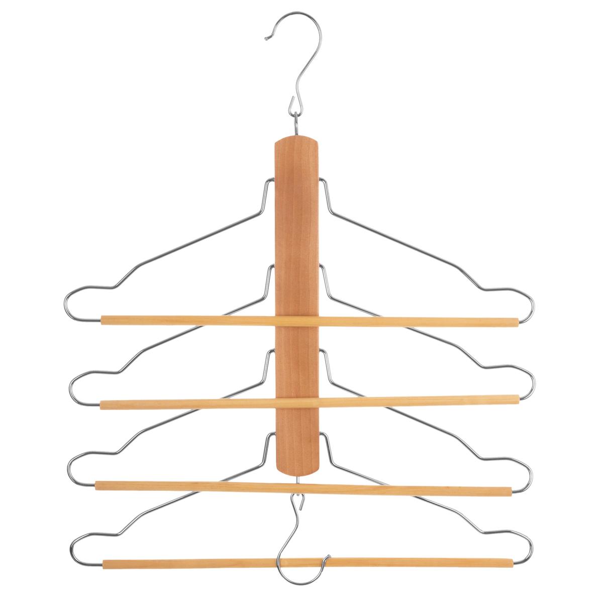 5Five Simply Smart 4-Pcs Shirt/Trouser Hangers, 41 x 44.5 cm, Wooden 151521