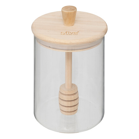 5Five Simply Smart Hermet Honey Pot With Lid & Wooden Spoon, 400 ml, Glass 203008
