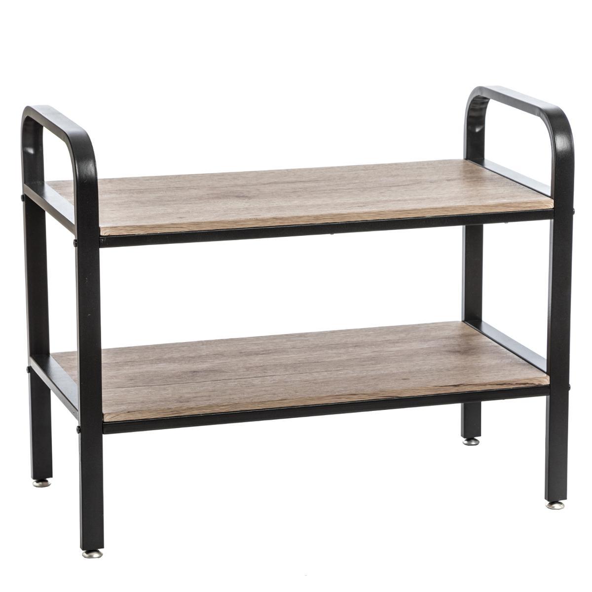 5Five Simply Smart Jano 2-Tier Shoe Rack, Capacity 6 Pairs, 71 x 24 x 57.5 cm H, Metal/Wood 160408