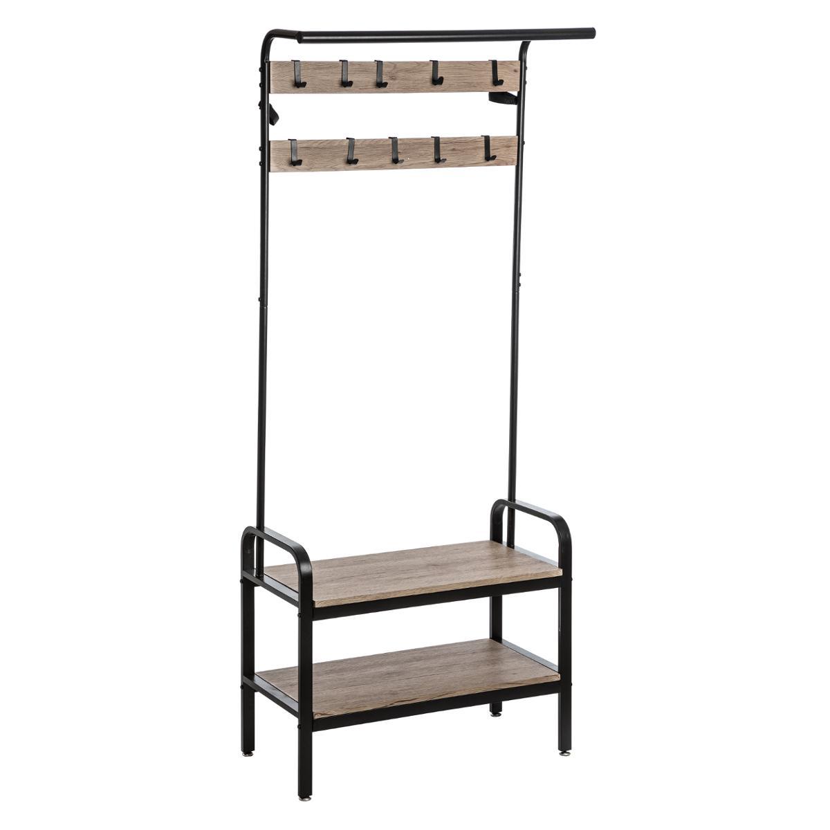 5Five Simply Smart Jano Garment Rack + Shoes Rack, 73.5 x 34 x 170 cm, Metal/MDF Wood 160000