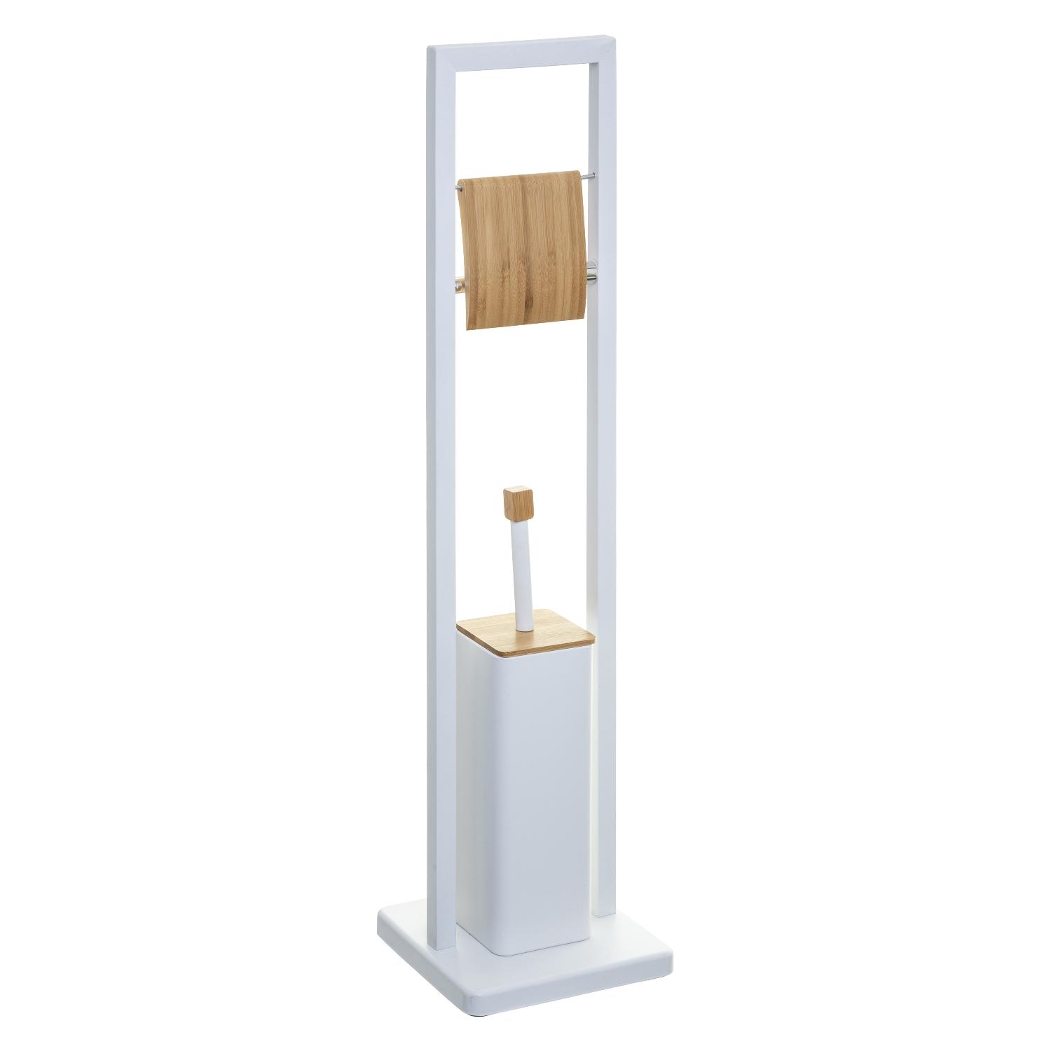 5Five Simply Smart Natureo Toilet Paper Holder with Bowl Brush, White/Natural 160926A
