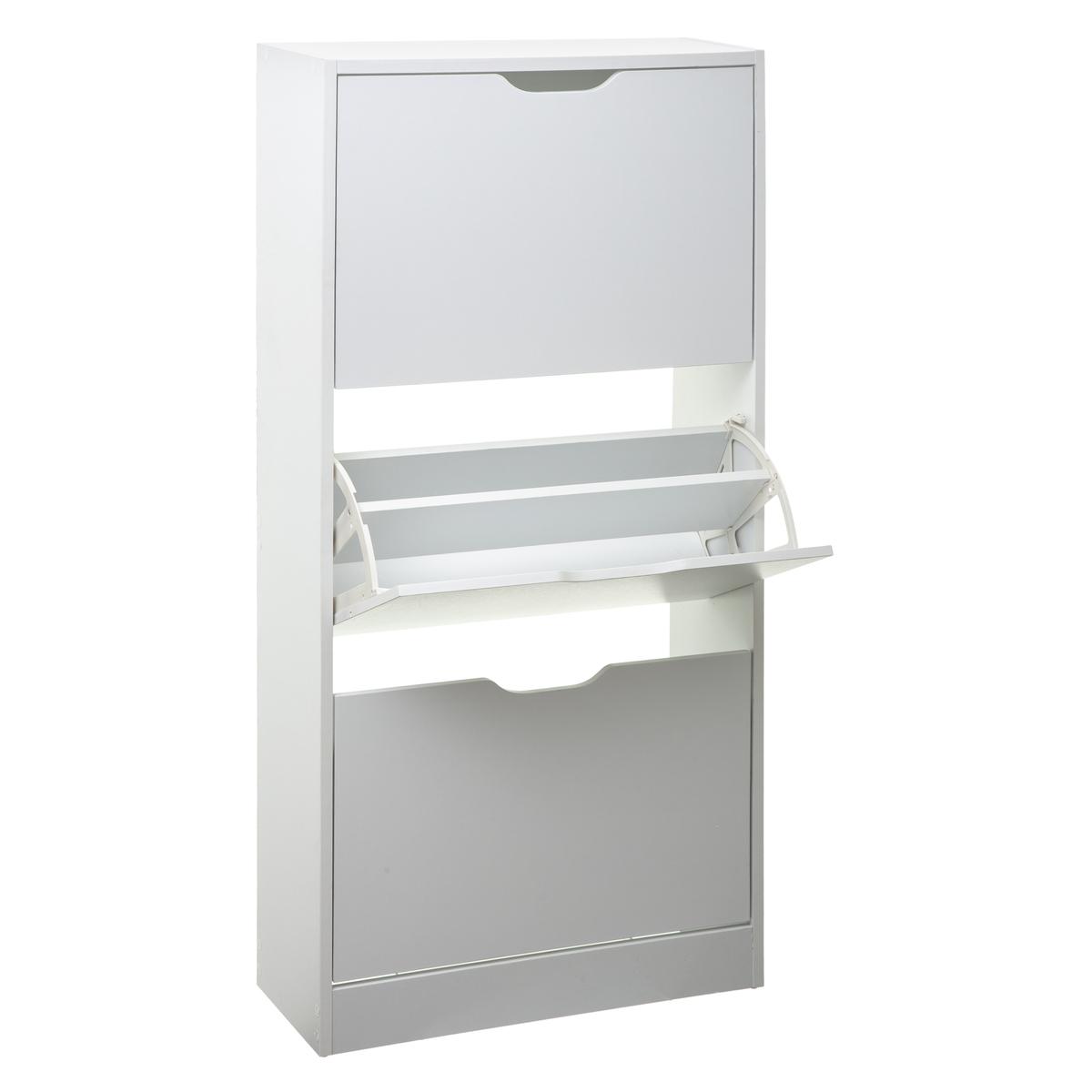 5Five Simply Smart Range 3-Drawers Shoe Cabinet, Capacity 18 Pairs, 60 x 23.3 x 119 cm H, Wooden, White Color 160392C