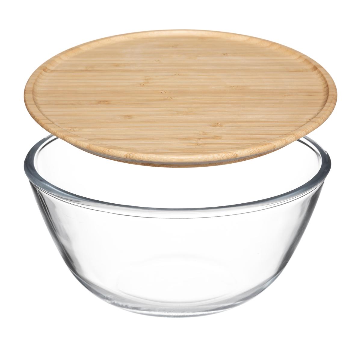 5Five Simply Smart Salad Bowl, Dia 23 cm, Glass, Bamboo Lid 151462