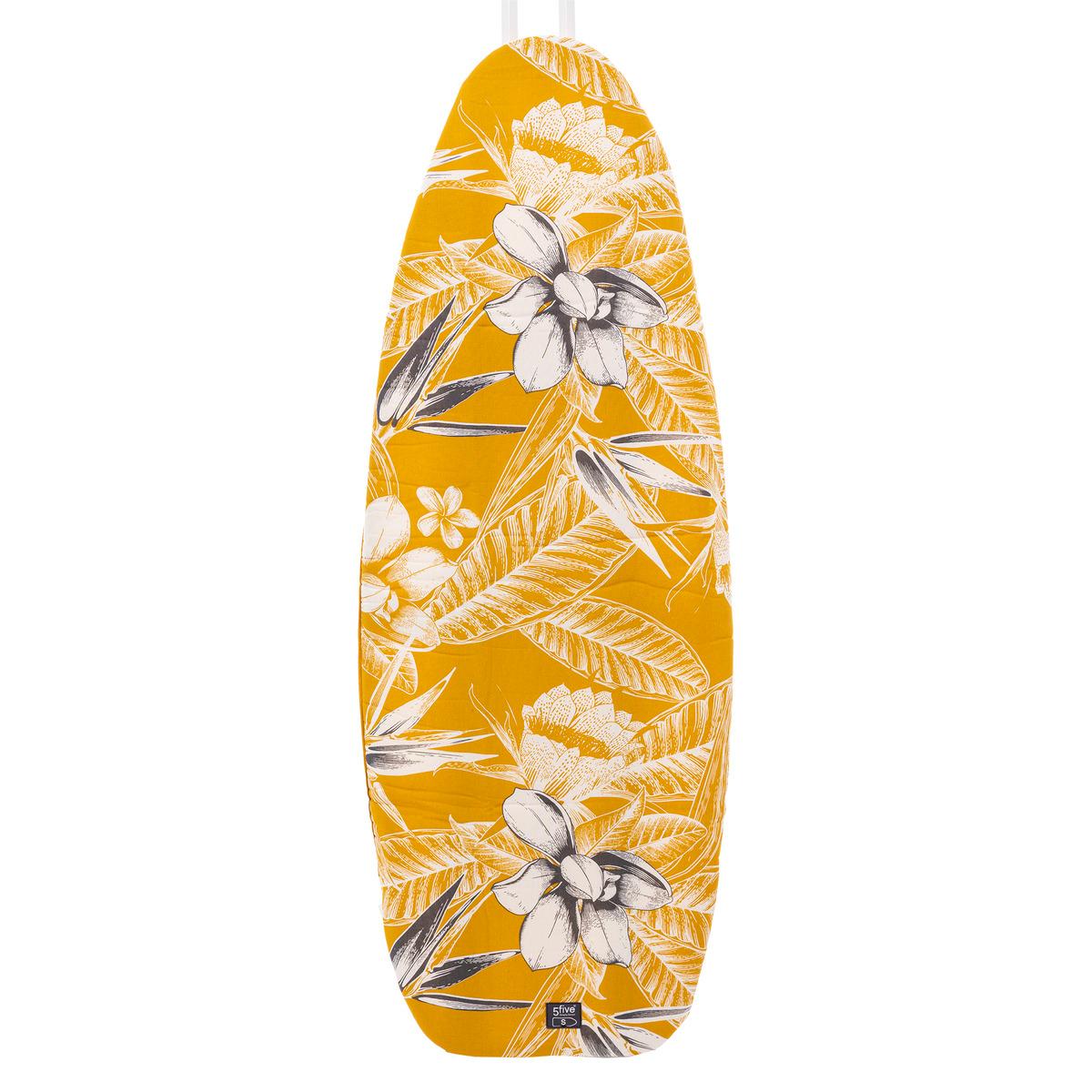 5Five Simply Smart Ultra Ironing Board Cover, 46 x 120 cm, 5 Layers, Small, Flowers/Leafs Design, Yellow Color 186109