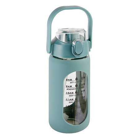 5Five Simply Smart Water Bottle With Straw, 1 Ltr, Glass/Silicone, Assorted Colors 209245