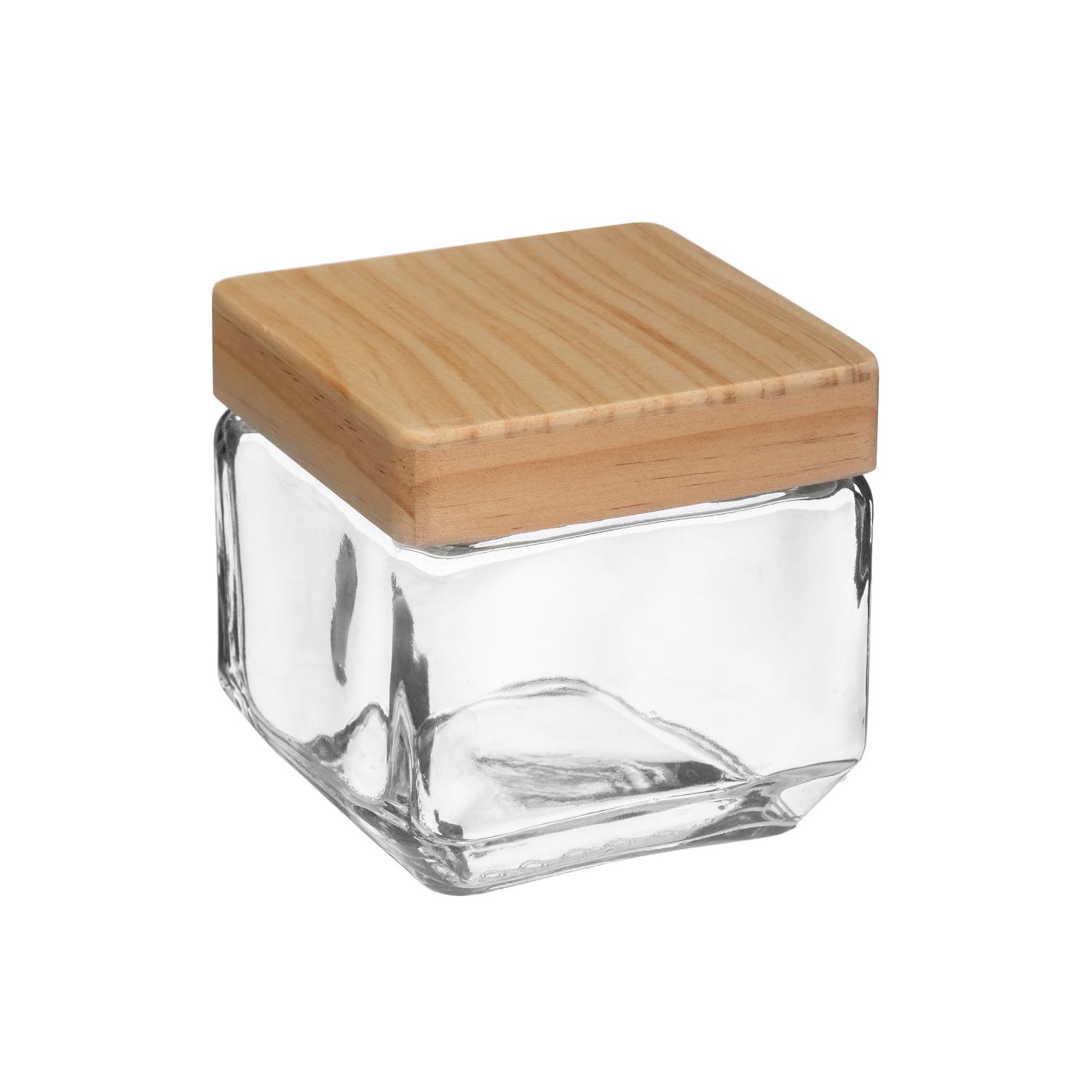 5Five Simply Smart Square Glass Jar, 0.85 Ltr, Pine Lid 167765