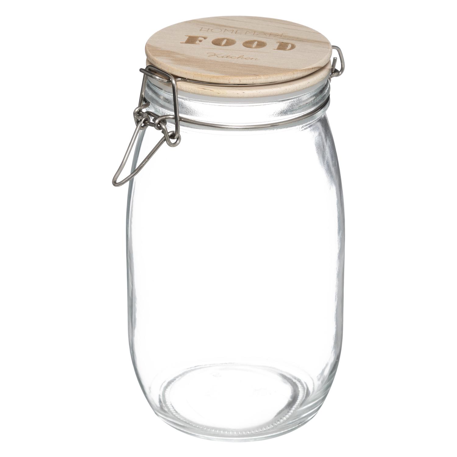 5Five Simply Smart Wording Glass Jar, 1.5 Ltrs, Wooden Lid 179620