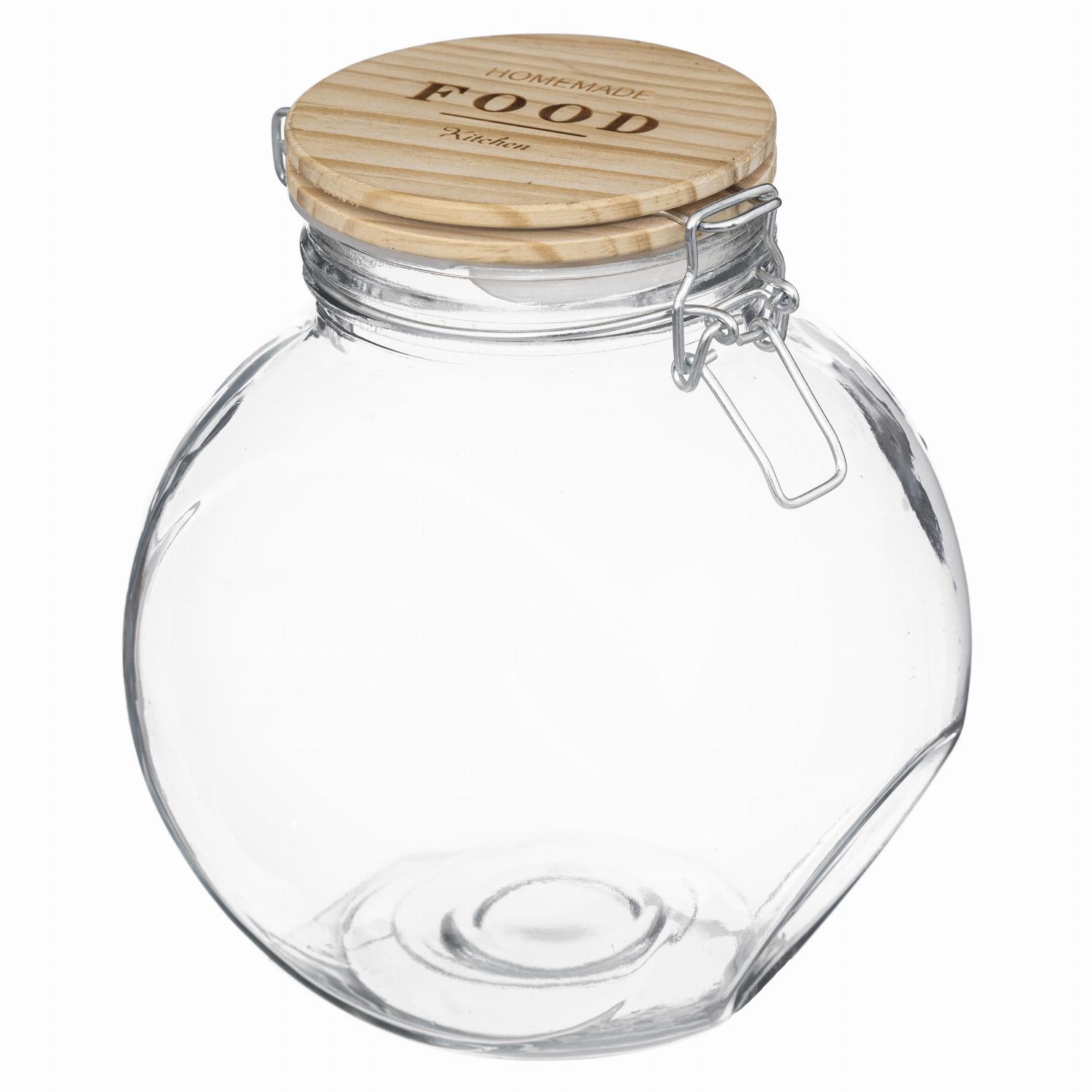 5Five Simply Smart Wording Tilted Jar, 1.5 Ltrs, Wooden Lid 169220