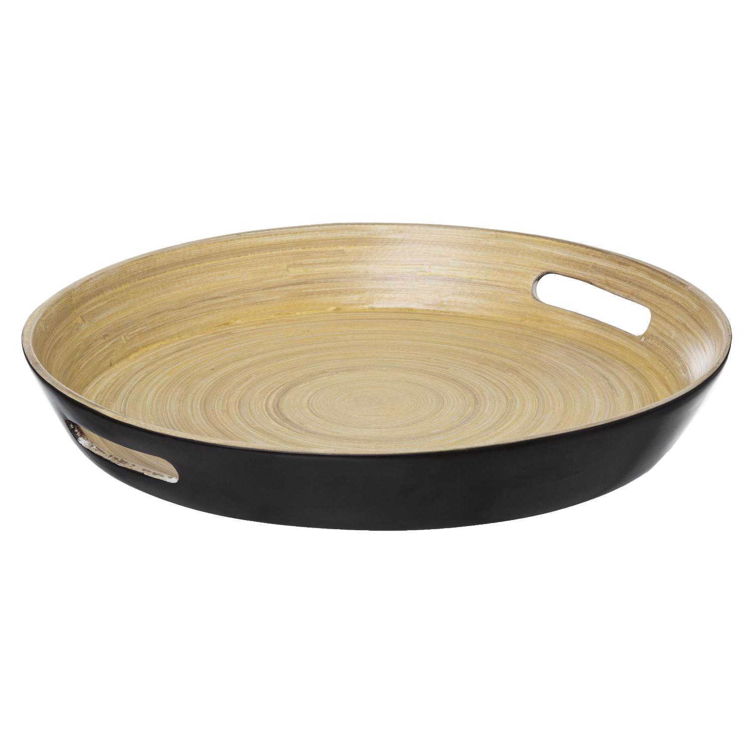5Five Simply Smart Bamboo Tray, 42 cm Dia, Black/Natural 154107I
