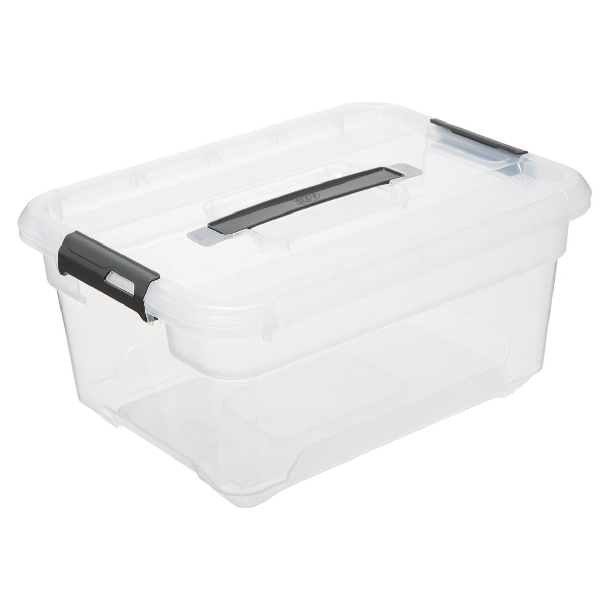 5Five Simply Smart Solutions Storage Box, 13 Ltrs, 38.5 x 29 x 18.5 cm, Polypropylene, Clear 173646