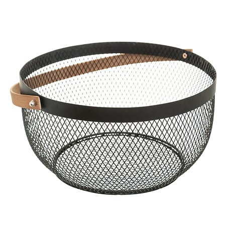 5Five Simply Smart Mesh Fruits Basket with Handle, 29 cm Dia, Steel, Black 162151