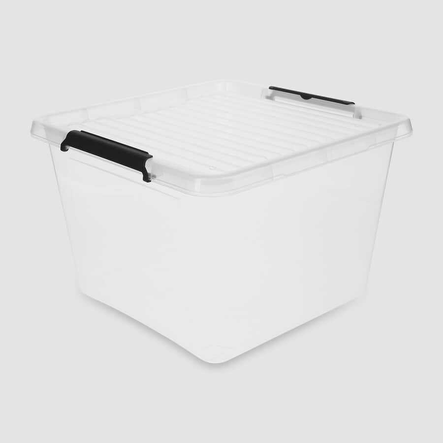 5Five Simply Smart Clip N'Box Storage Box, 32 Ltrs, 39 x 39 x 26.5 cm H, Polypropylene, Clear 104141