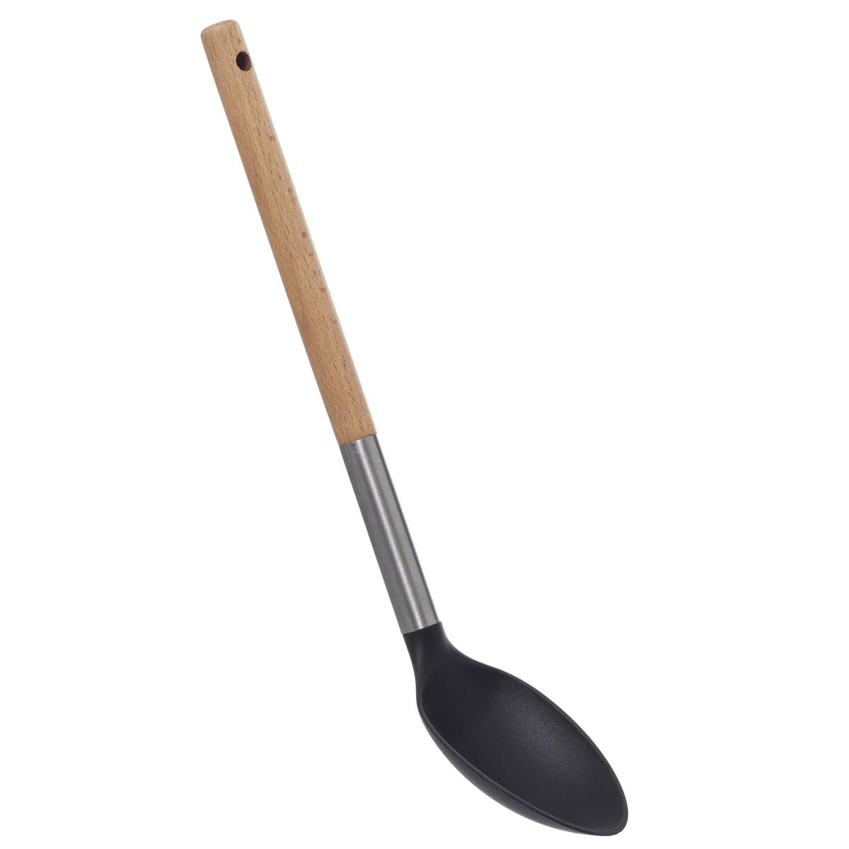 5Five Simply Smart Spoon, 33 cm, Stainless Steel/Nylon, Wooden Handle 151384