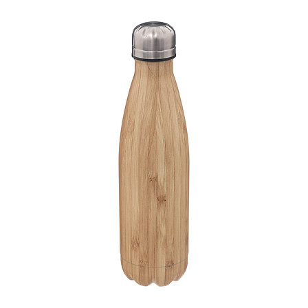 5Five Simply Smart Insulated Water Bottle, 500 ml, 6 Hours Hot, 10 Hours Cold, Stainless Steel, Bamboo Effect, Beige Color 189589