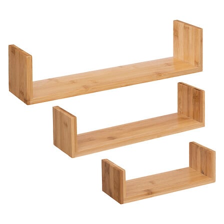 5Five Simply Smart Fixy Bamboo Wall Shelves, Set Of 3, Beige Color 181330