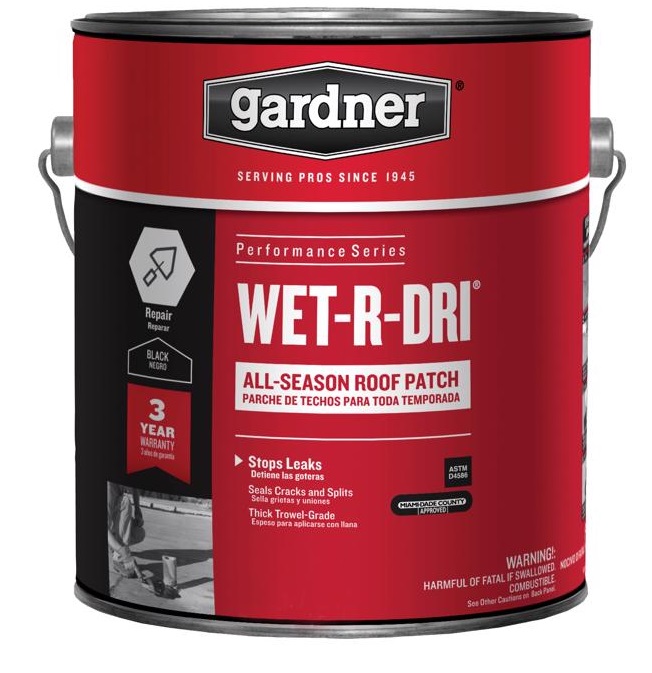 Wet-R-Dri All-Season Roof Patch, 857.63 ml. Stops Leaks. Seals Cracks & Splits. Thick Trowel-Grade, Black 0378-GA