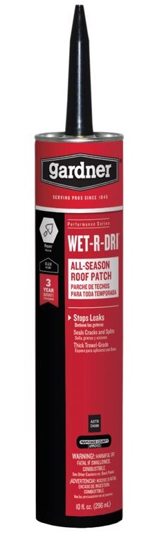 Wet-R-Dri All-Season Roof Patch, 295 ml. Stops Leaks. Seals Cracks & Splits. Thick Trowel-Grade, Black 0379-GA