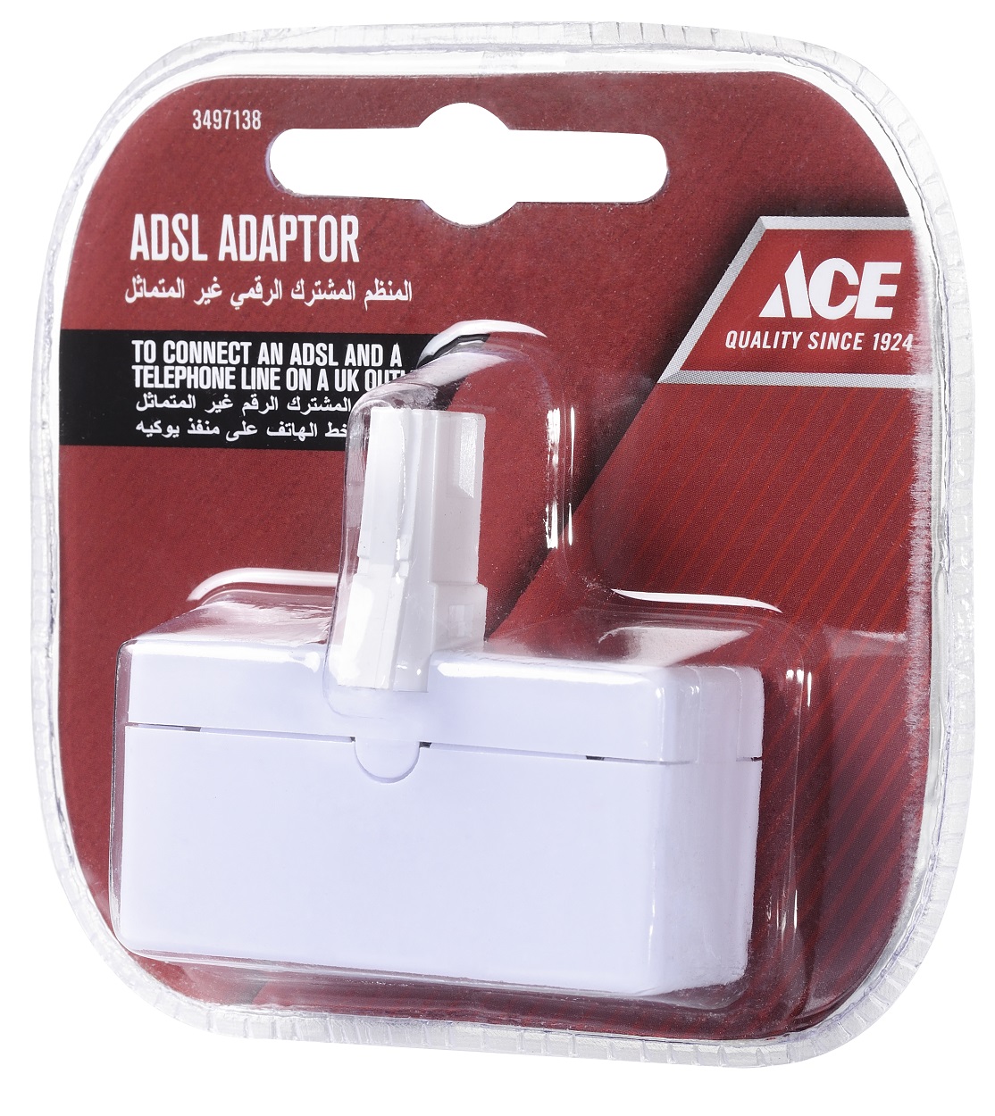 Ace ADSL Adaptor, British Plug, White TEL67-AS