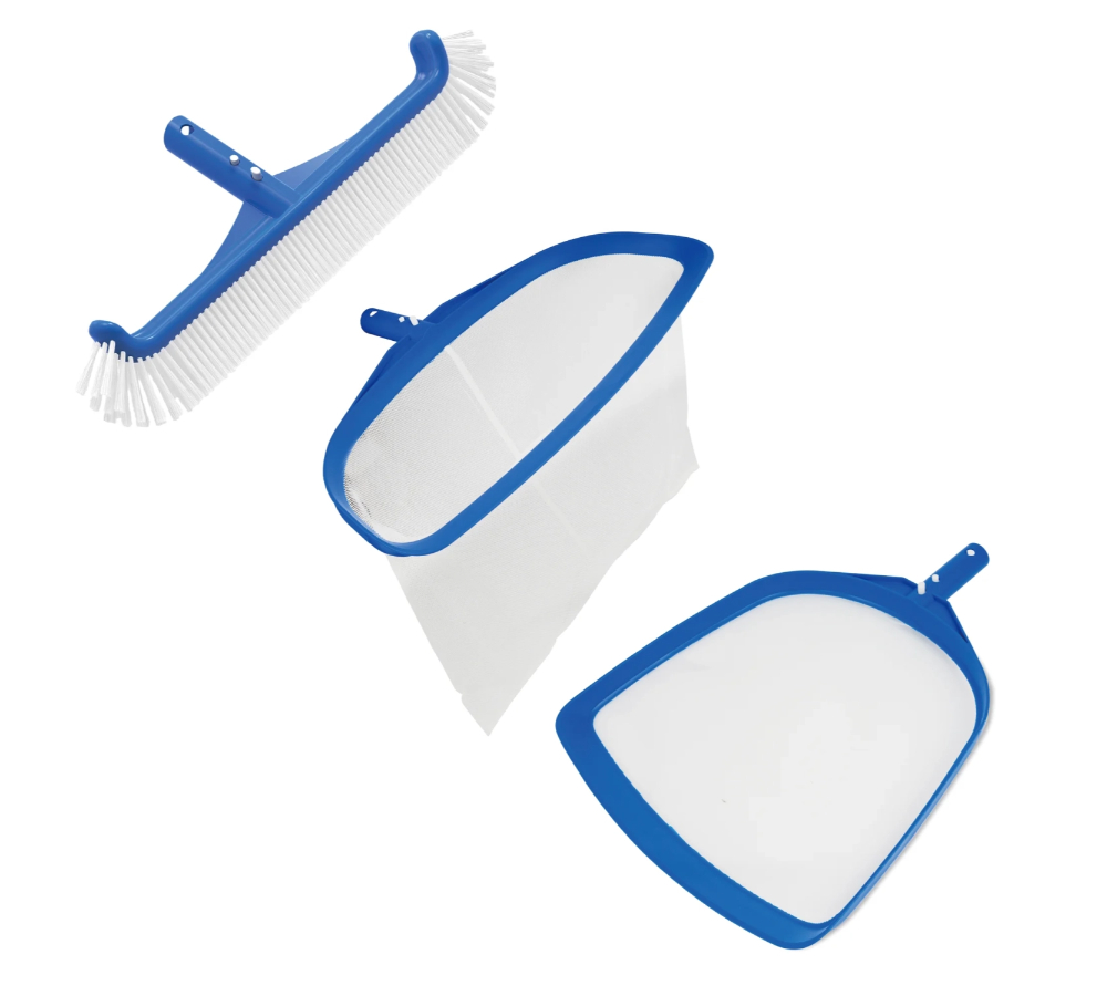 Ace 3-Pcs Pool Maintenance Kit, Includes 17 inch Wall Brush, Leaf Skimmer & Leaf Rake with Durable Net PK0070