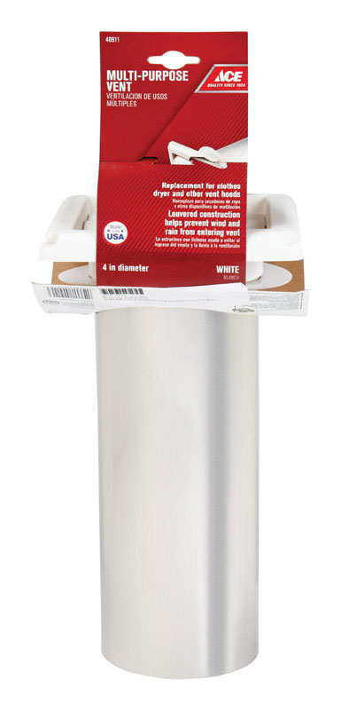 Ace Dryer Vent Hood 4 In. W White ACESVHAW4