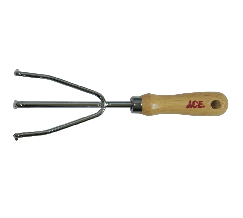 Ace Garden Cultivator, Stainless Steel Tines, Wooden Handle AG1034