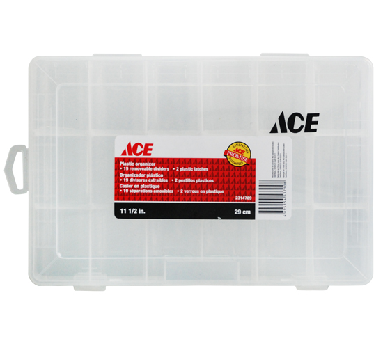 ايس صندوق براغي وقطع غيار مقسم، 12 انش × 8 انش، بلاستيك، شفاف ACE019-30