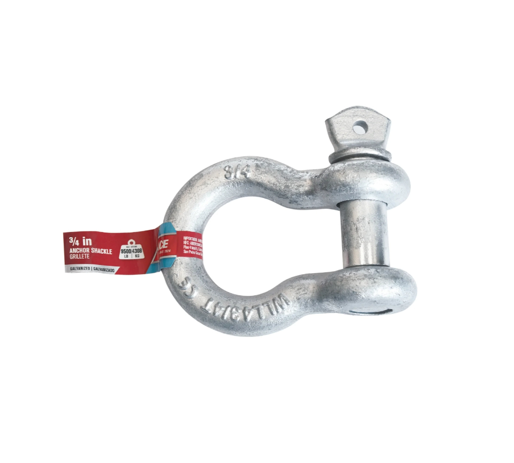 Ace Pin Anchor Shackle, 3/4 inch, Capacity 4308 KG, Galvanized Steel AC54623872