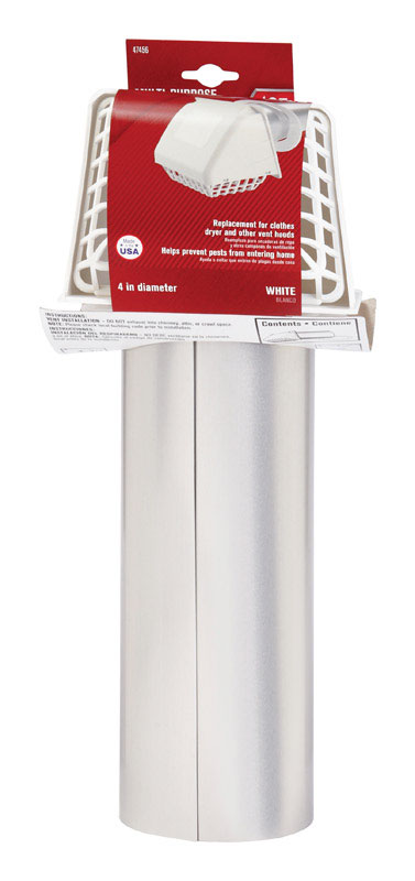 Ace Plastic Dryer Vent Hood 4 In. W White ACERVHAW4