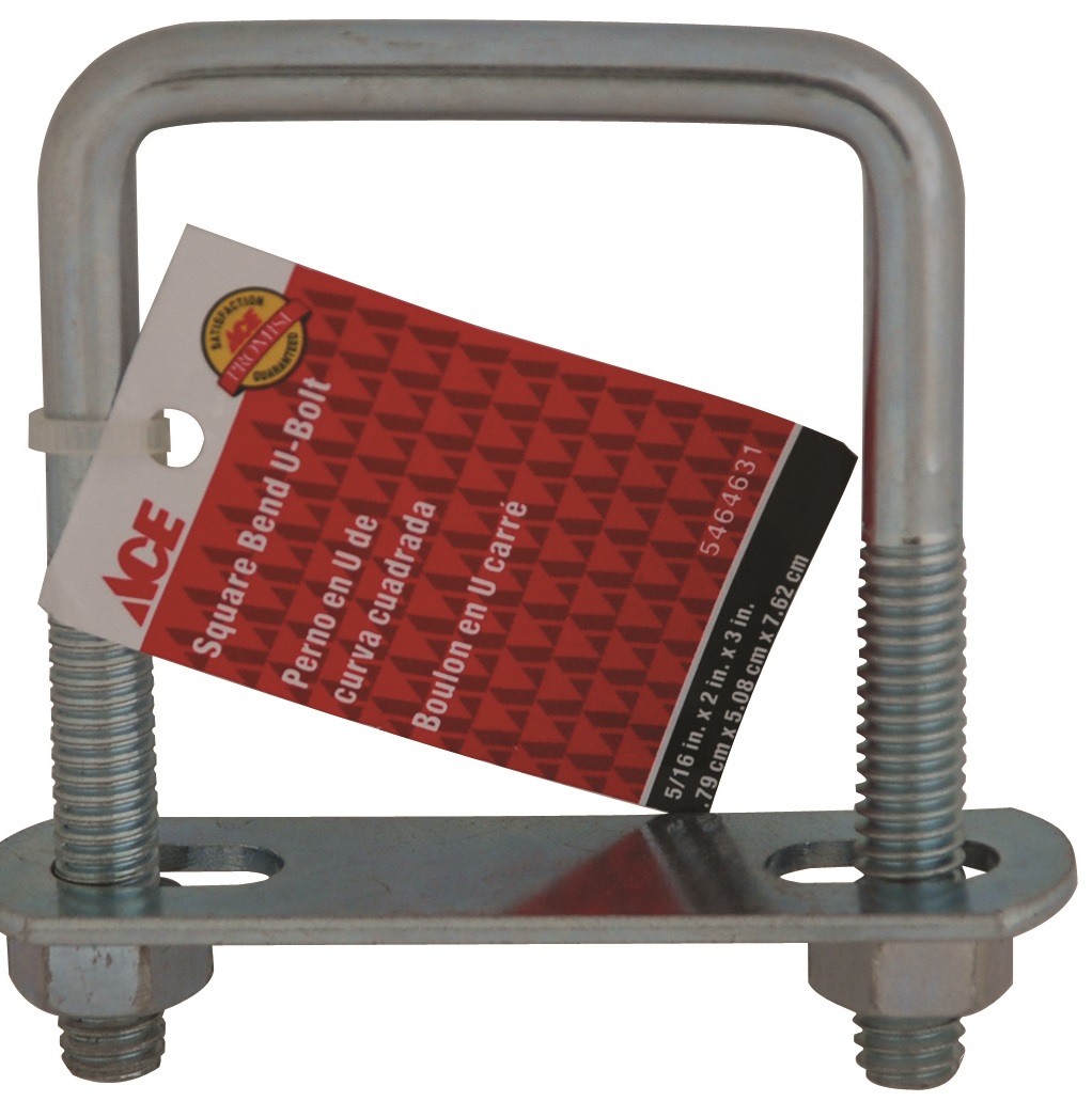 Ace Square Bend U-Bolt, 3 inch, Zinc Plated Steel TSRC-122