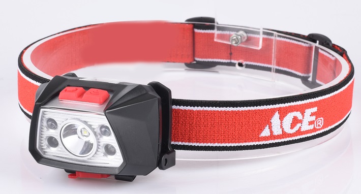 ايس مصباح راس LED قابل لإعادة الشحن، مدى 89 متر، 250 لومن، 5 أوضاع إضاءة، بطارية 3.7 فولت 900 مللي امبير، مصنوع من بلاستيك ABS، مقاوم للعوامل الجوية، اسود/أحمر XS-TD002-B