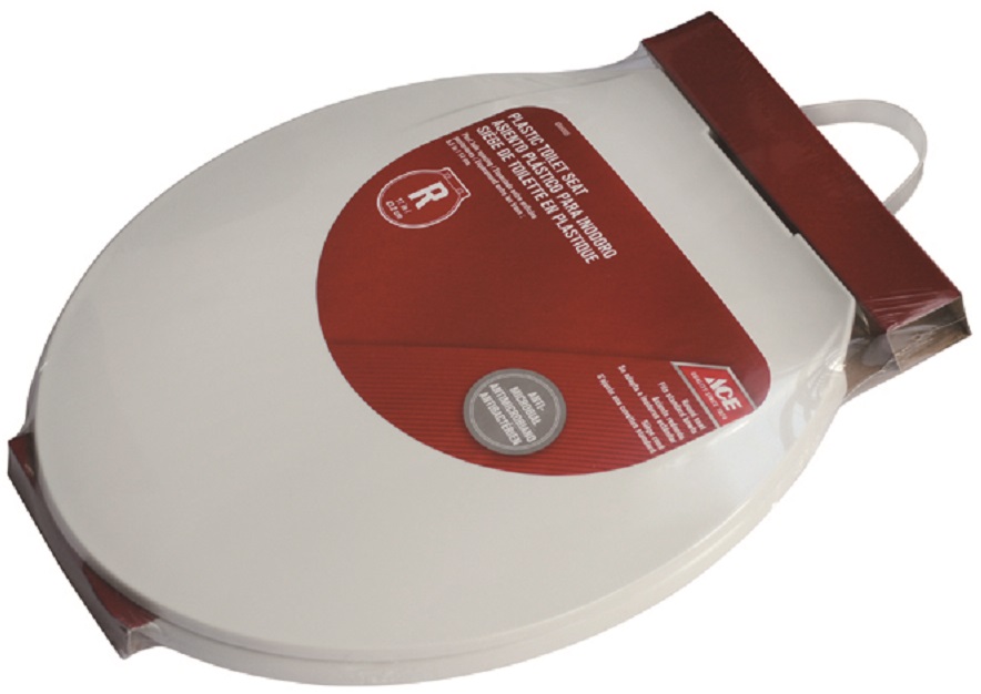 Ace Toilet Seat, 17 inch, Anti-Microbial, Plastic, White 9913ACE
